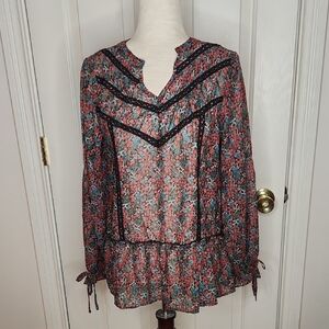 Matilda Jane Carol Floral Print Peasant Blouse Size S NWT